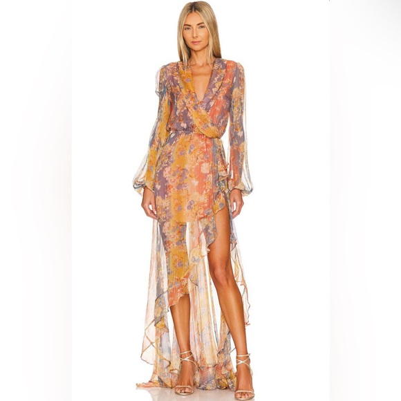 Caroline Constas Vivian Gown in Ombre Summer Floral - Picture 1 of 7